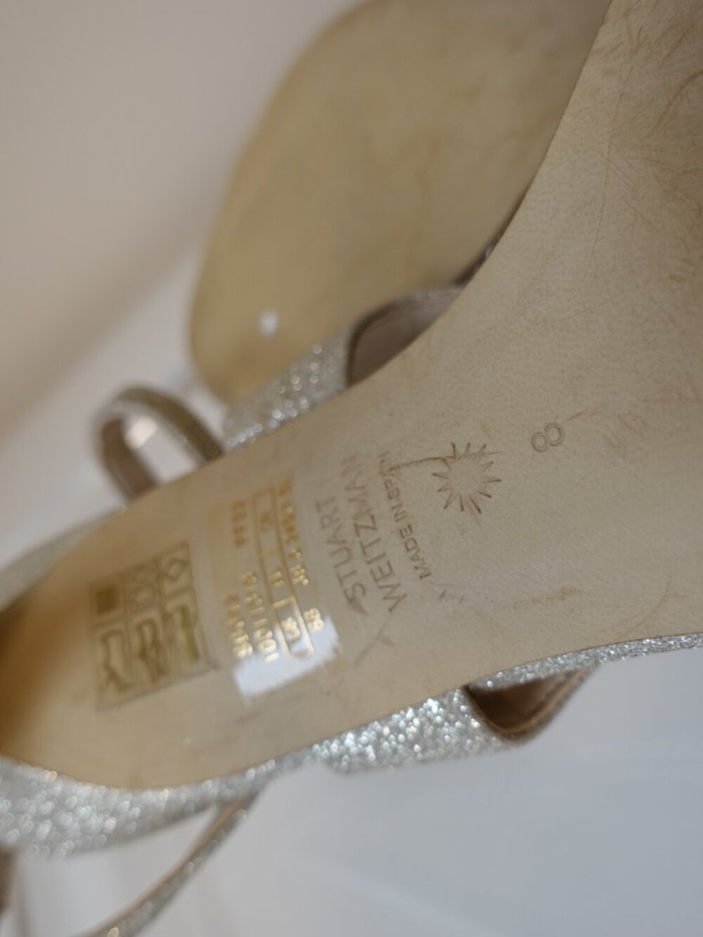 Stuart Weitzman Align 95 Glitter Stiletto Sandals Size 8 Brand New! - Picture 8 of 9
